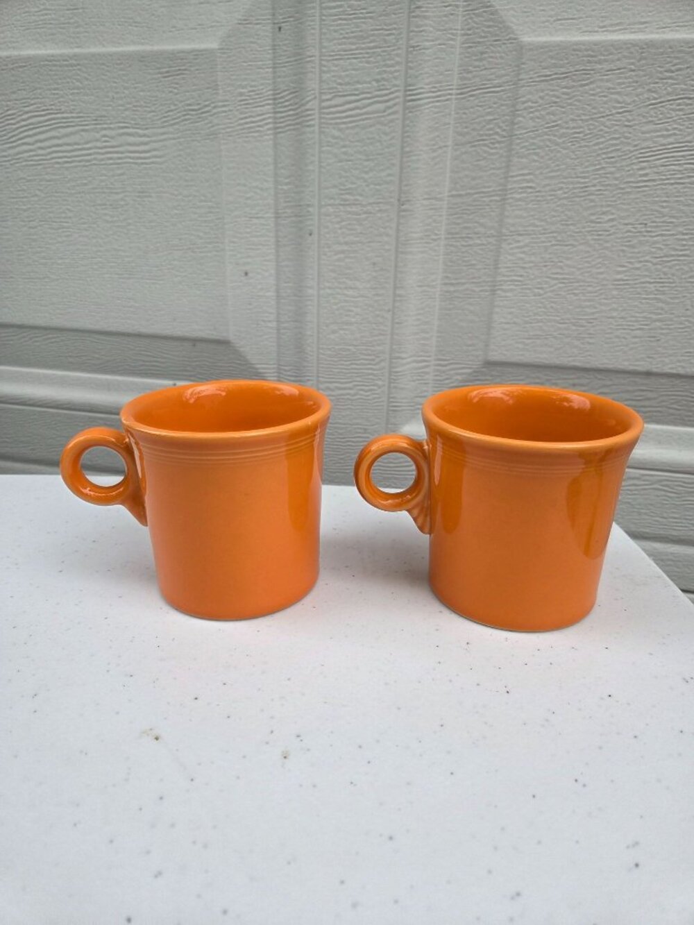 2 HLC Fiesta Tangerine Tom & Jerry Mugs Vintage Ceramic Collectibles USA-Made